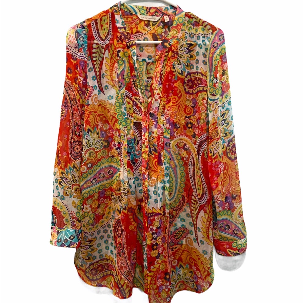 Soft Surroundings Colorful Button Front Tunic. - image 1